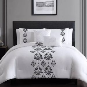 HALLMART COLLECTIBLES Calena 9-Pc. King Comforter Set Black & White.