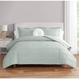 Mainstays Mint 10 Piece Bed in a Bag Comforter Set with Sheets, Queen.