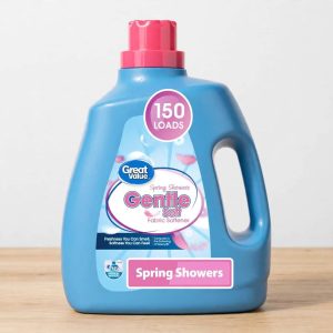 Great Value Gentle Soft Fabric Softener, Spring Showers, 111 fl oz, 150 Loads, Compare to the Softening of Downy.