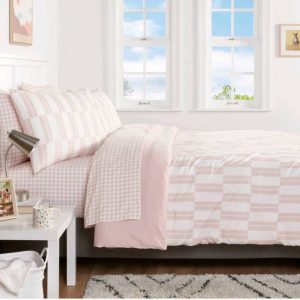 7pc Queen Dash Stripe Printed Reversible Comforter & Sheets Set by Room Essentials.