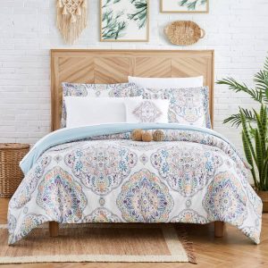 Modern Threads - Castell Collection California King Comforter Set - Reversible Elegant Printed 8-Piece Bed Set - Includes Comforter, Sheets, Shams, & Pillow - Luxurious Bedding.