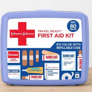 Band-Aid Brand Travel Ready Portable Emergency First Aid Kit, 80 Piece.