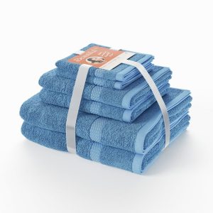Drew Barrymore 6pcs Towel Set, Soft 100% Cotton, Winter Sky.