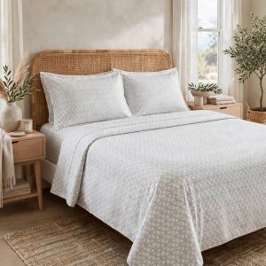 Threshold Full Performance Cotton Sheet Set Light Grey Geo - Threshold.