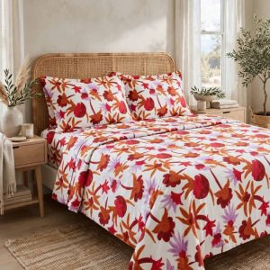 Opalhouse King Jungalow Natalia Floral 100% Cotton Percale Sheet 4 pcs Set.