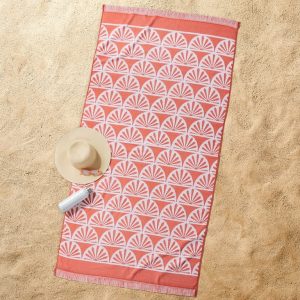 Better Homes & Gardens Oversized Cotton Blend Orange Sun Print Beach Towel, 38" X 72" ( 96.52cm x 182.88cm)