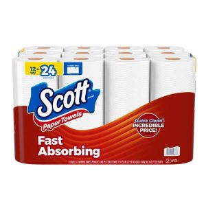 Scott Paper Towels, Choose-A-Sheet, 12 Double Rolls.